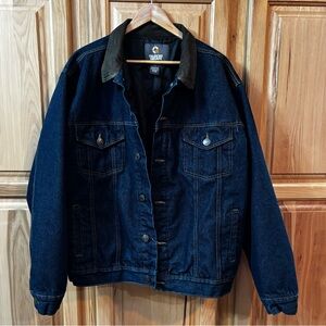 Guide Gear Quilt-Lined Dark Denim with Olive Green Corduroy Collar Jacket XL